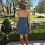 ALWAYS IN STYLE DENIM HALTER MINI DRESS