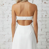 JUST BEACHY WHITE LINEN SEQUIN SHELL DRESS