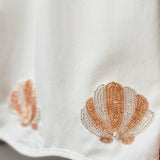 JUST BEACHY WHITE LINEN SEQUIN SHELL DRESS
