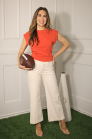 NAME OF THE GAME ORANGE DROP SHOULDER KNIT TOP
