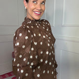 HAUTE SPOT TEXTURED POLKA DOT BLOUSE