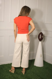 NAME OF THE GAME ORANGE DROP SHOULDER KNIT TOP