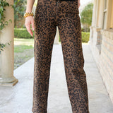 BAYEAS LEOPARD HIGH RISE RELAXED STRAIGHT JEAN