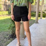 LOFT PARTY SCALLOP HEM SHORTS - BLACK OR OFF-WHITE