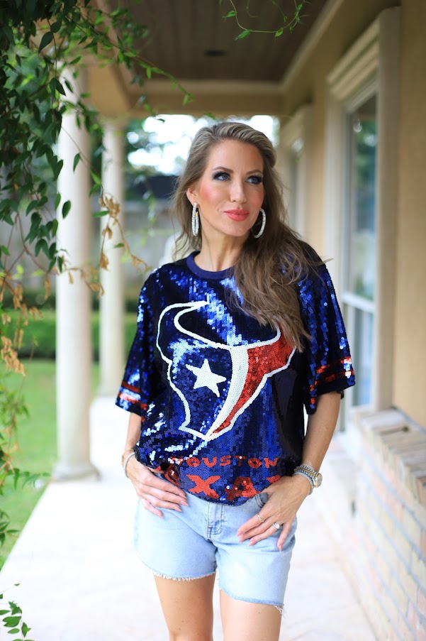 GAME DAY VIBES SEQUIN JERSEY - RED, WHITE OR BLUE