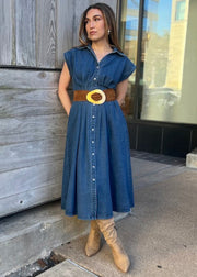 CASUALLY YOURS DENIM MIDI DRESS