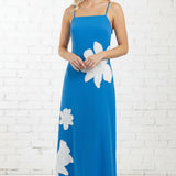 HIBISCUS PARADISE PEARL EMBROIDERED AQUA DRESS