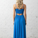 HIBISCUS PARADISE PEARL EMBROIDERED AQUA DRESS