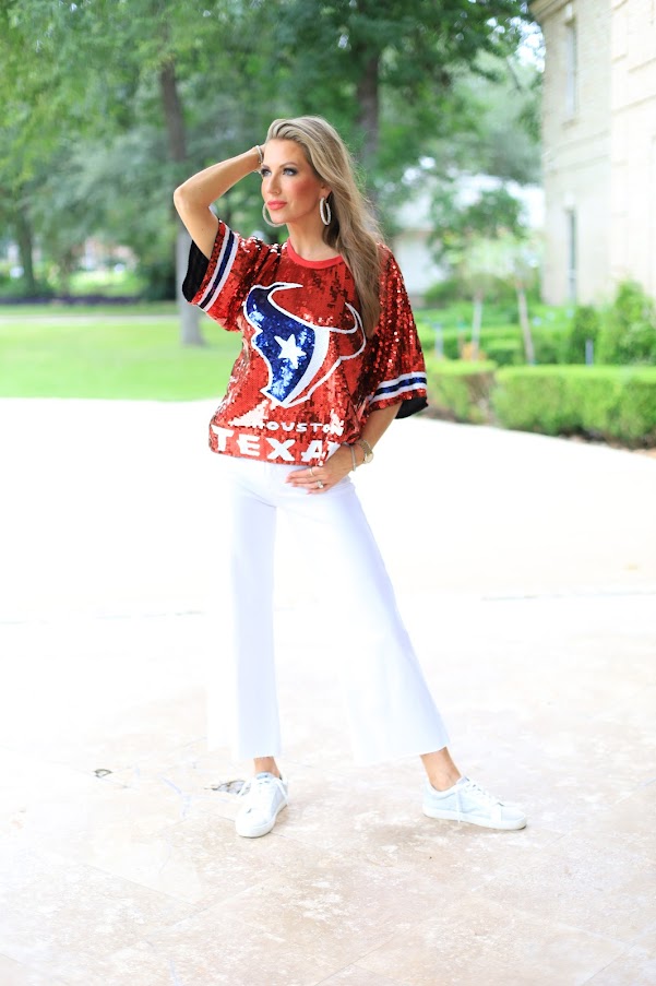 GAME DAY VIBES SEQUIN JERSEY - RED, WHITE OR BLUE