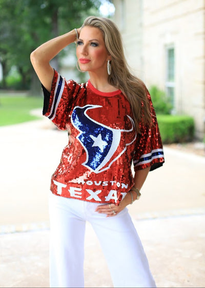 GAME DAY VIBES SEQUIN JERSEY - RED, WHITE OR BLUE