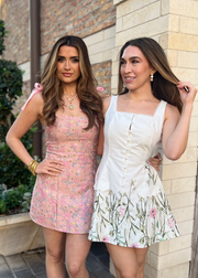 ESMERALDA FLORAL WHITE MINI DRESS