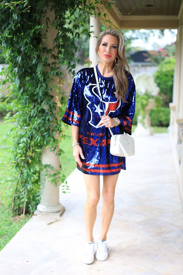 ARE YOU READY FOR SOME FOOTBALL SEQUIN TEXANS DRESS