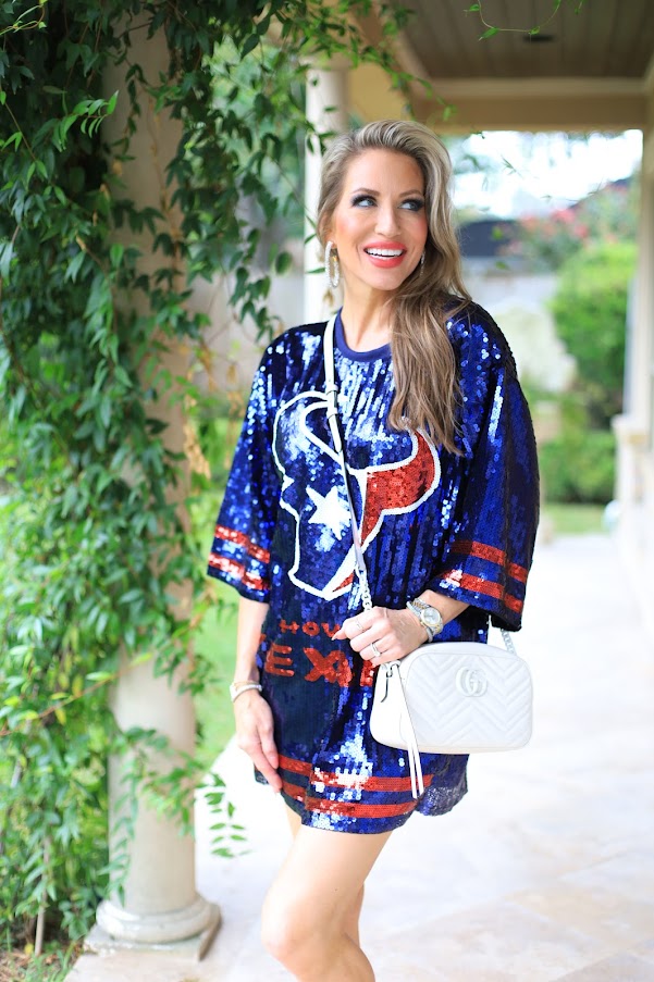 ARE YOU READY FOR SOME FOOTBALL SEQUIN TEXANS DRESS