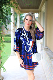 ARE YOU READY FOR SOME FOOTBALL SEQUIN TEXANS DRESS