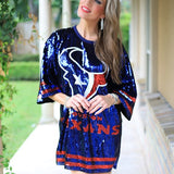 ARE YOU READY FOR SOME FOOTBALL SEQUIN TEXANS DRESS