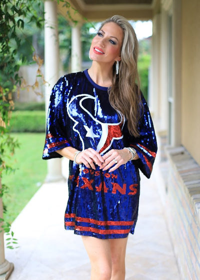 ARE YOU READY FOR SOME FOOTBALL SEQUIN TEXANS DRESS