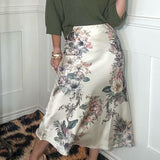 DANCE HALL LONG SATIN PRINT SKIRT - ASSORTED COLORS