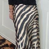 EVERYDAY ROMANCE LONG SATIN SKIRT - ZEBRA PRINT OR FLORAL