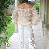 CAUGHT YOUR ATTENTION HIGH RISE LACE WIDE LEG PANTS