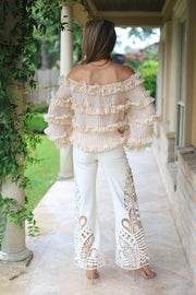 CAUGHT YOUR ATTENTION HIGH RISE LACE WIDE LEG PANTS