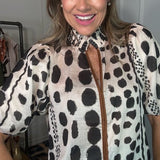 NIGHT OUT PUFF SLEEVE PRINT BLOUSE