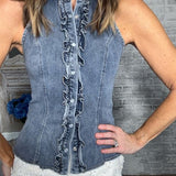 BLOCK PARTY READY DENIM HALTER TOP