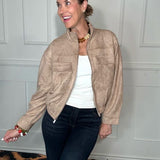 WELL TRAVELED FAUX SUEDE UTILITY JACKET