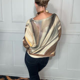 YOLLY ITALIAN PRINT KNIT SWEATER - BROWN, BURGUNDY OR CAMEL