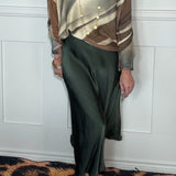 YOLLY ITALIAN SATIN SKIRT - BLACK, GREEN OR GREY