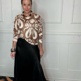 YOLLY ITALIAN PRINT KNIT SWEATER - BROWN, BURGUNDY OR CAMEL