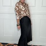YOLLY ITALIAN PRINT KNIT SWEATER - BROWN, BURGUNDY OR CAMEL