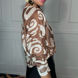 YOLLY ITALIAN PRINT KNIT SWEATER - BROWN, BURGUNDY OR CAMEL