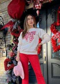 HEART BOW SEQUIN SWEATSHIRT