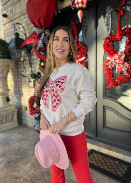 HEART BOW SEQUIN SWEATSHIRT