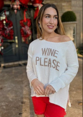 WINE PLEASE WHITE SWEATER