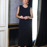 GLAMOUR GIRL BLACK DRAPED MAXI DRESS