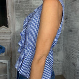 PICNIC PERFECT GINGHAM SLEEVELESS RUFFLE TOP