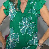 FIELDS OF GREEN FLORAL EMBROIDERED BLOUSE