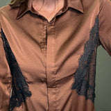 UPTOWN DARLING LACE DETAIL SHIRT