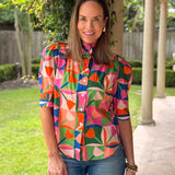 BACKYARD BBQ RUFFLE COLLAR BLOUSE