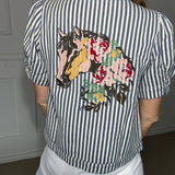 MAINE ATTRACTION STRIPE HORSE EMBROIDERED JACKET