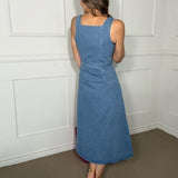 DENIM DREAMS EMBROIDERED MIDI DRESS