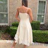 CLEAN SLATE EMBROIDERY MIDI DRESS - CREAM OR CHAMBRAY