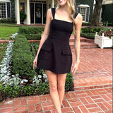 EVERYDAY DARLING PATCH POCKET MINI DRESS - BLACK OR PINK