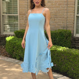 CLEAN SLATE EMBROIDERY MIDI DRESS - CREAM OR CHAMBRAY
