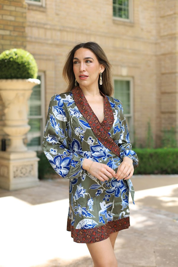 WRAPPED IN ROMANCE CONTRASTING WRAP DRESS