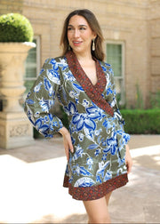 WRAPPED IN ROMANCE CONTRASTING WRAP DRESS