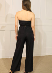 SLEEK REFINEMENT BLACK WIDE LEG PANTS