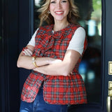 PERFECTLY GIFTED RED PLAID BOW VEST