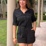 SWEET CHARMER BLACK ROMPER